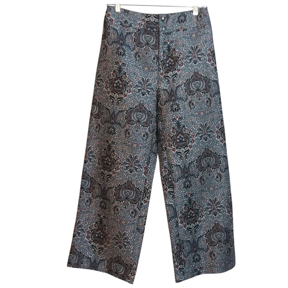 UO Juliet Hi-Rise Cropped Wide Leg Jacquard Pants Size 2